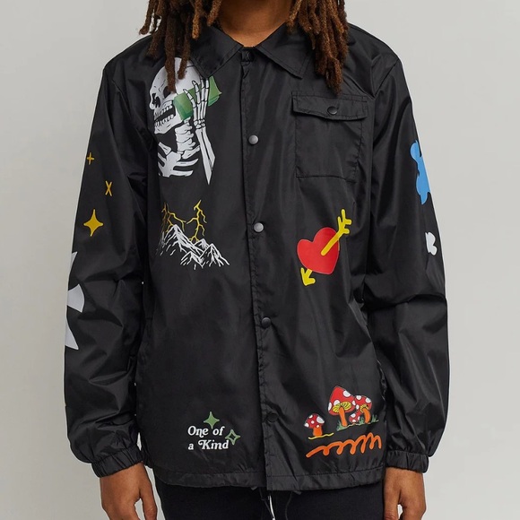 Black Grafitti Stadium Jacket- Size XL - Picture 1 of 11